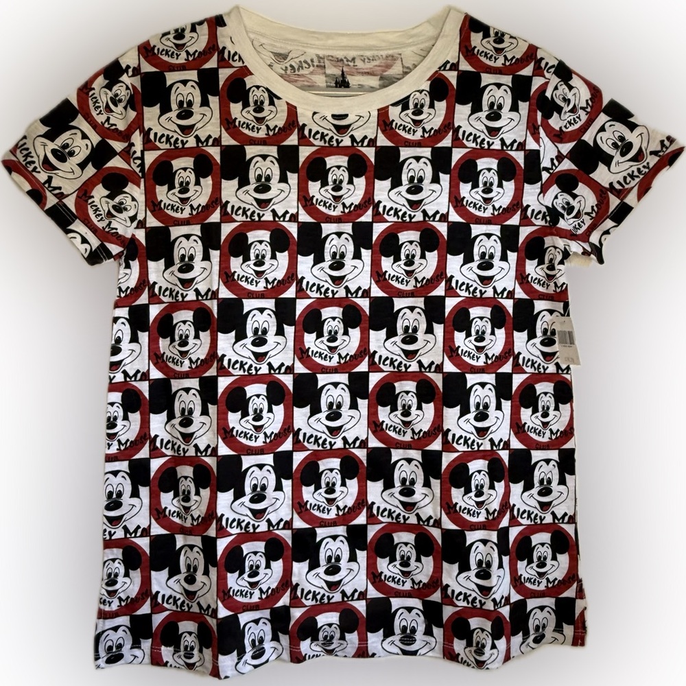 NEW Disney Parks Mickey Mouse Club AOP Logo T-Shirt Size Small